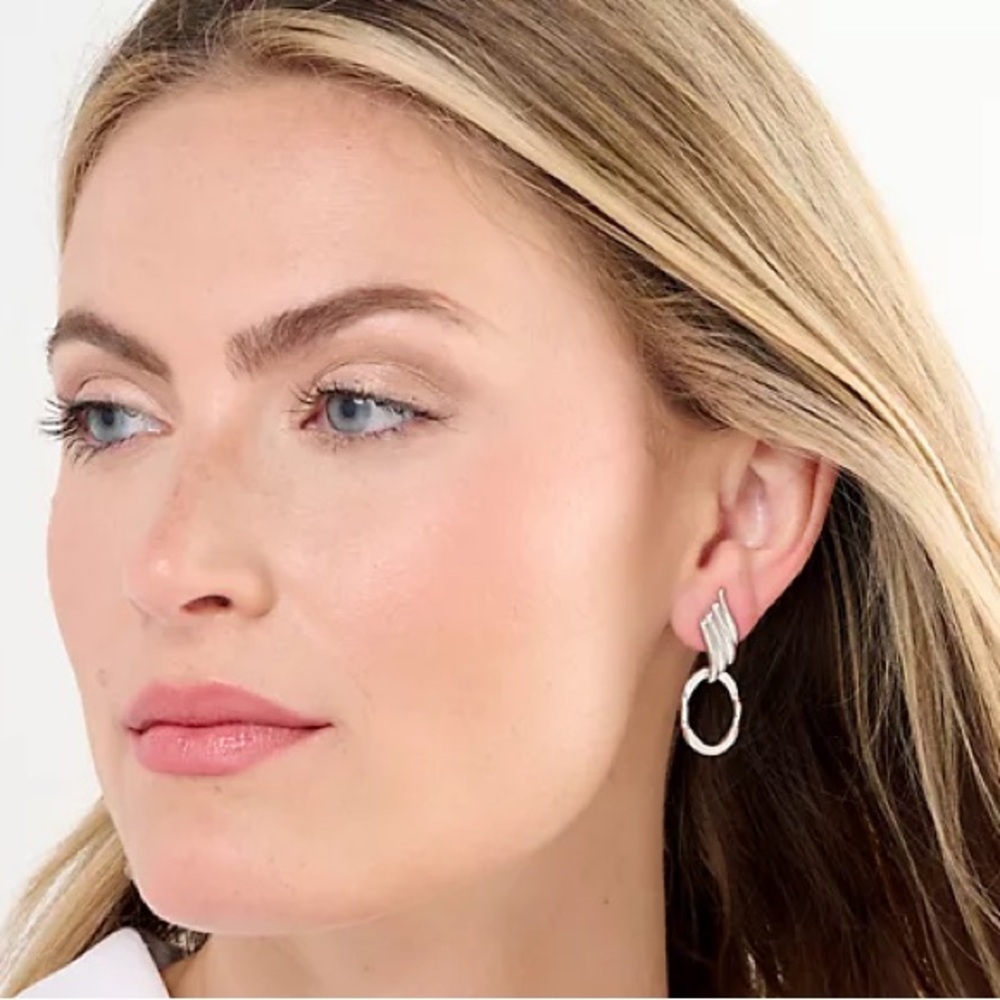 Christian James by Scott Grimes Sterling Oval‎ Doorknocker Ripple Earrings